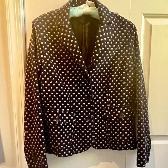 Women's Lands End Corduroy Blazer - Navy Blue & Yellow floral print, size 8 - Picture 7 of 10